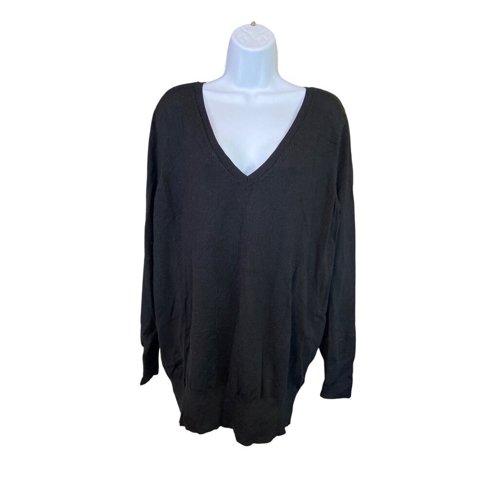 Lane Bryant Black V Neck Sweater Plus Size 18/20 Minimalist Lagenlook Goth